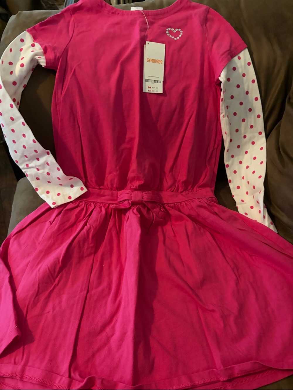 NWOT Gymboree Girls' Hot Pink Long-Sleeve Layered Dress